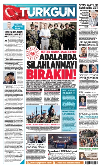 Türkgün Gazetesi 18 Eylül 2026