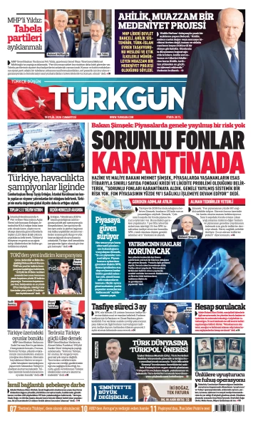 Türkgün Gazetesi 19 Eylül 2026