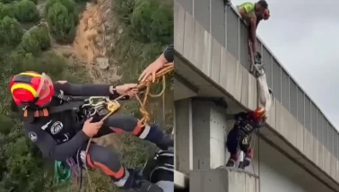 Viyadük ayağında nefes kesen operasyon