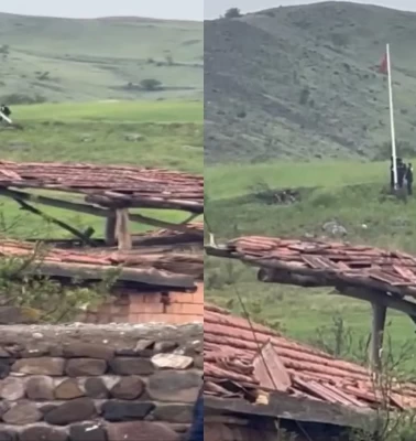 Jandarmadan duygulandıran vefa! Hortumun vurduğu köyde bayrak için seferber oldular