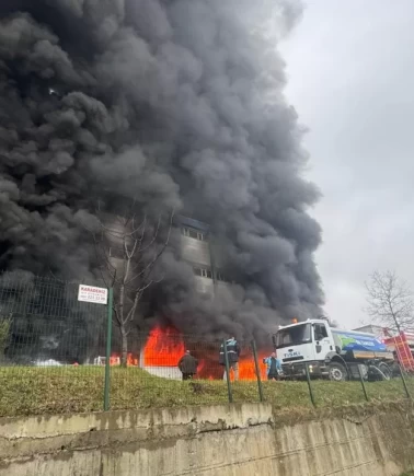 Trabzon’da fındık fabrikasının deposunda yangın paniği