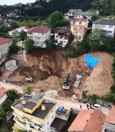 İzmit'te korkutan manzara havadan görüntülendi