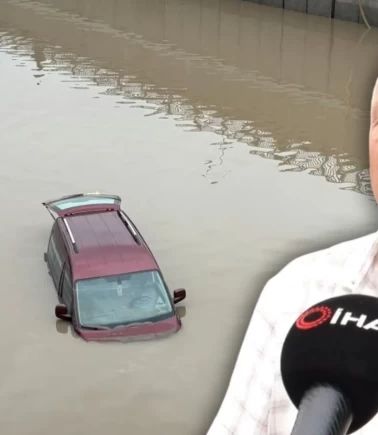 Alt geçitte mahsur kalan sürücü gözyaşlarına boğuldu