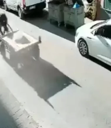 Sürücüsüz at arabası otomobile çarptı