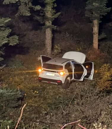 Bolu'da otomobil uçuruma yuvarlandı