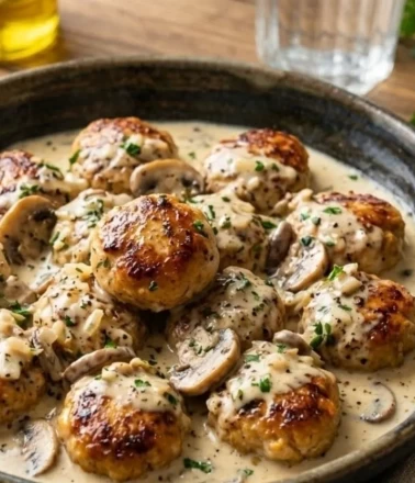 Kremalı mantar soslu tavuk köftesi!