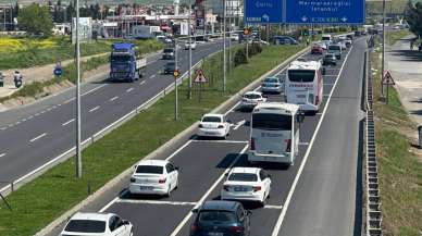 Tekirdağ'dan İstanbul yönüne trafik yoğunluğu