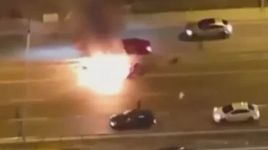 E-5'te alev topuna döndü