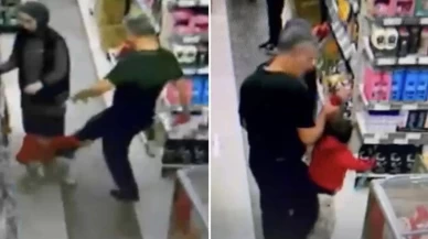 Markette 5 yaşındaki çocuğunu tekmeledi!