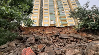 Trabzon’da gece korkutan anlar! İstinat duvarı çöktü