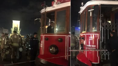Taksim'de nostaljik tramvayda yangın çıktı