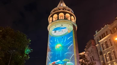 Galata Kulesi çevre için ışıldadı: Sıfır atık mesajı gökyüzüne yansıtıldı