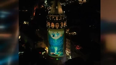 Galata Kulesi'ne çevre temalı görseller yansıtıldı