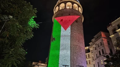 Filistin bayrağı Galata Kulesi'ne yansıtıldı