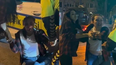 Kayseri’de alkollü kadın yolcu polis ekiplerine zor anlar yaşattı! Bağırarak kendini yere attı