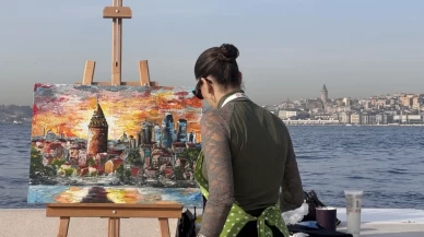 Öğretmenler Kız Kulesi’nden İstanbul’u tuvaline taşıdılar