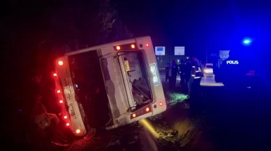 Gebze'de işçileri taşıyan servis devrildi: 1'i ağır 8 yaralı