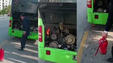 Denizli’de halk otobüsünde yangın paniği