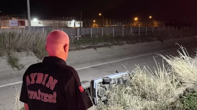 Aydın'da otomobil sulama kanalına devrildi: 2 yaralı