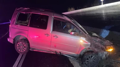 Kontrolden çıkan araç trafik levhalarına çarptı: 2 yaralı