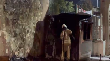 Cami önünde korkutan yangın: Güvenlik kulübesi küle döndü
