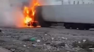 Şanlıurfa'da korku dolu tır yangını Park halindeki tır alev topuna döndü