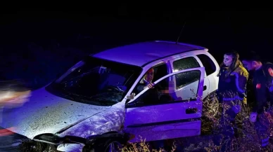 Kontrolden çıkan otomobil tarlaya uçtu