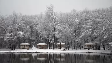 Korugöl Tabiat Parkı'nda kartpostallık kar manzaraları