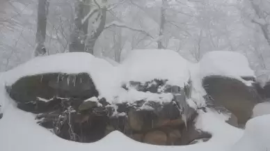 Samsun'un yüksek kesimlerinde bulunan 1224 rakımlı Nebiyan Dağı beyaz örtüyle kaplandı!