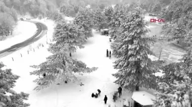 Kar yağışı sonrası Kocayayla geçidi piknikçilerle dolup taştı