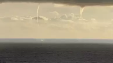 Antalya'da eşsiz doğa olayı: Denizde aynı anda oluşan iki hortum anbean görüntülendi!