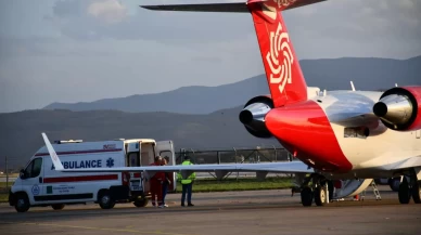 Türkiye'nin, Kuzey Makedonya'daki yangında yaralananları nakledeceği ilk ambulans uçak Üsküp'te