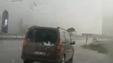 Bursa'da dolu felaketi! Sürücüler zor anlar yaşadı
