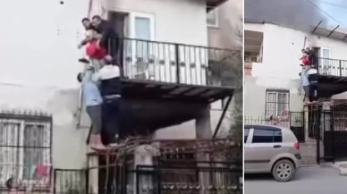 Evdeki yangında mahsur kalan kadını mahalleli kurtardı
