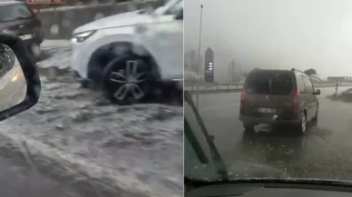 Bursa'da dolu yağışı sürücülere zor anlar yaşattı