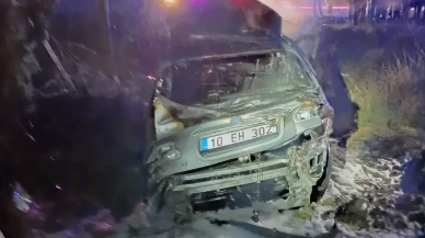 Balıkesir’de korkunç kaza: Yanan otomobilde 1 kişi öldü