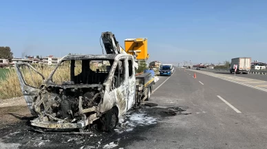 Seyir halindeki vinç alevlere teslim oldu