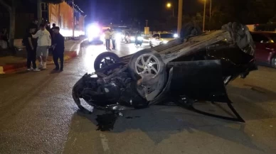 Çalıştığı oto galeriden emanet aldığı otomobille takla attı