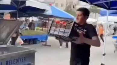 Kasa kasa domatesi çöpe döktü, cezasız kalmadı