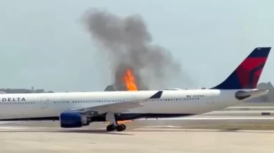 ABD’de kalkışa hazırlanan uçağın motoru alev aldı