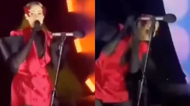 Derya Uluğ'a konserde su şişesi fırlatıldı