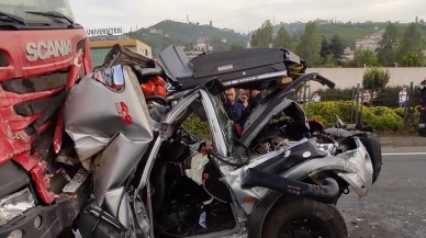 Trabzon'da demir yığınına dönen otomobilden inanılmaz kurtuluş