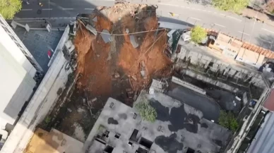 Sarıyer'de yol çöktü