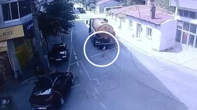 Tekirdağ'da feci kaza! Vidanjörün kadına çarptığı anlar kamerada