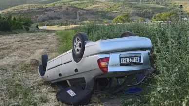 Otomobil ters döndü 5 kişi yaralandı
