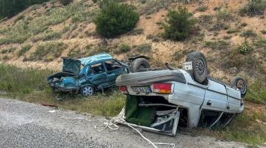 İki otomobil çarpışarak takla attı! Kazada 7 kişi yaralandı