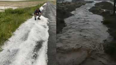 Konya Karapınar’da şiddetli yağmur ve dolu hayatı felç etti