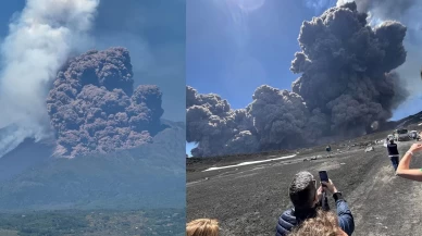 İtalya'daki Etna Yanardağı patladı! Turistler dehşeti yaşadı