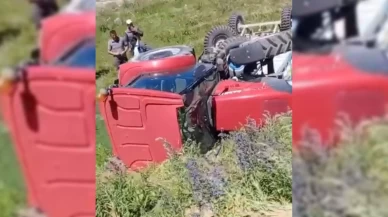 Kars’ta traktör şarampole devrildi