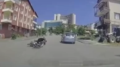 Ankara'da motosiklet kazası araç kamerasına yansıdı